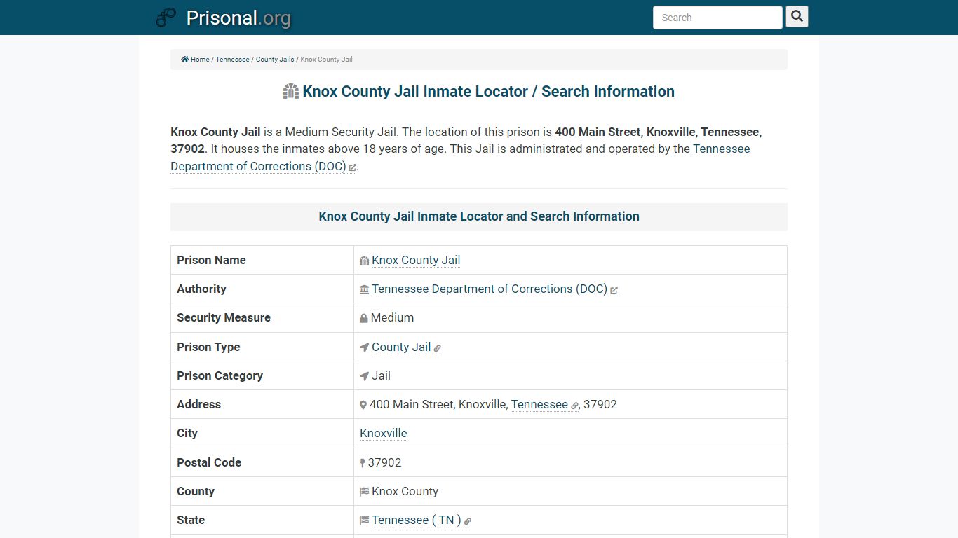 Knox County Jail-Inmate Locator/Search Info, Phone, Fax, Email ...