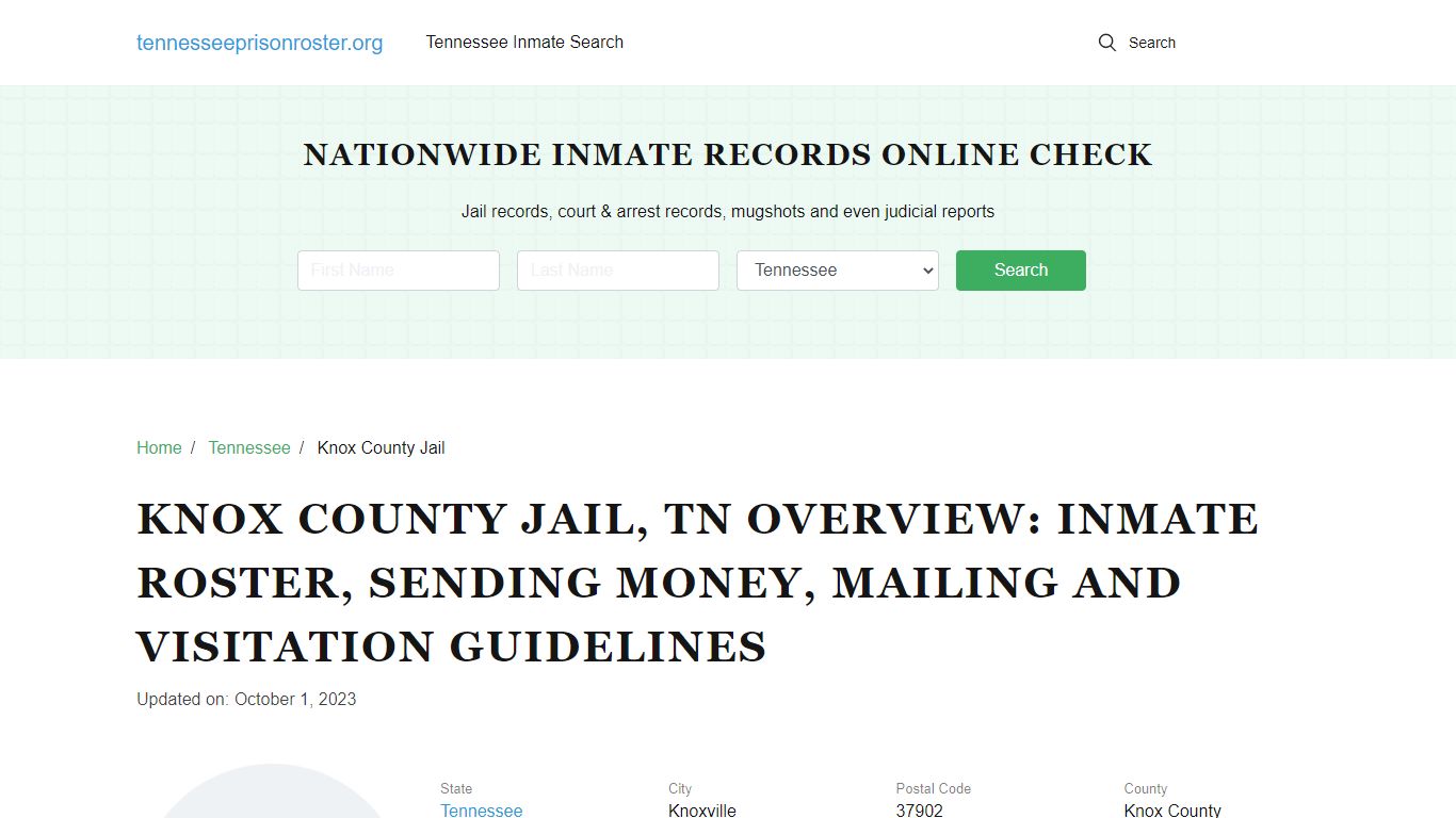 Knox County Jail, TN: Offender Search, Visitation & Contact Info