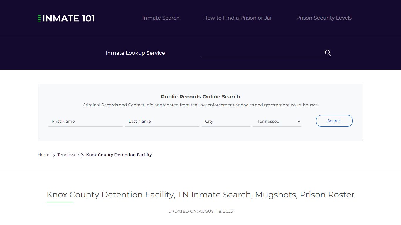 Knox County Detention Facility, TN Inmate Search, Mugshots, Prison ...